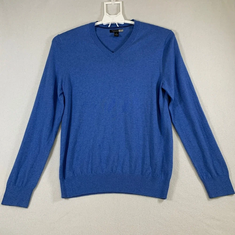 Banana Republic Men's Long Sleeve V Neck Cotton Cashmere Sweater Blue Size‎ L